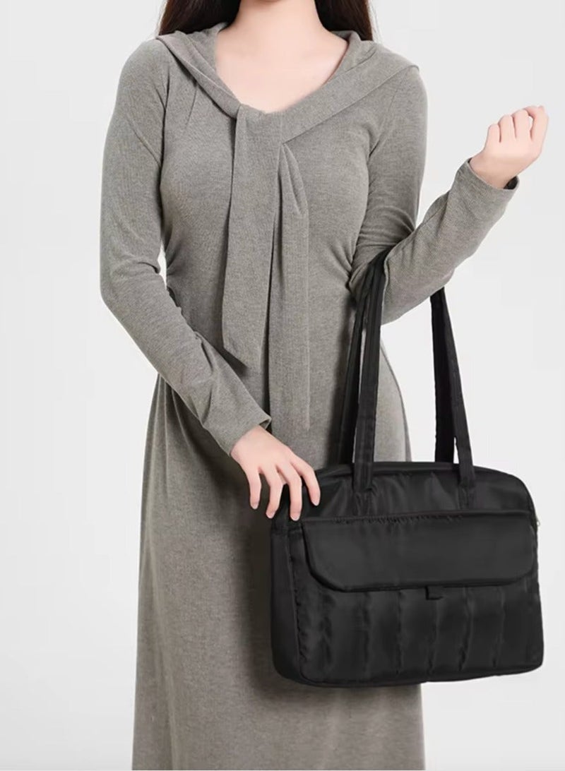 حقيبة كتف للكمبيوتر المحمول وأجهزة ماك بوك (15.6) بوصة بسعة كبيرة، مثالية للسفر والعمل كما أنها مقاومة للماء والسقوط، حقيبة يد بسيطة من قماش أكسفورد للرجال والنساء 43*33*6.5 سم - Image 5